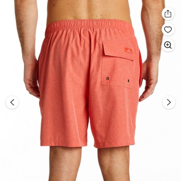 RFT Rainforest Men's Mesh Lined Solid Swim Trunk, Spicy Orange, S msrp $69 - Picture 2 of 6